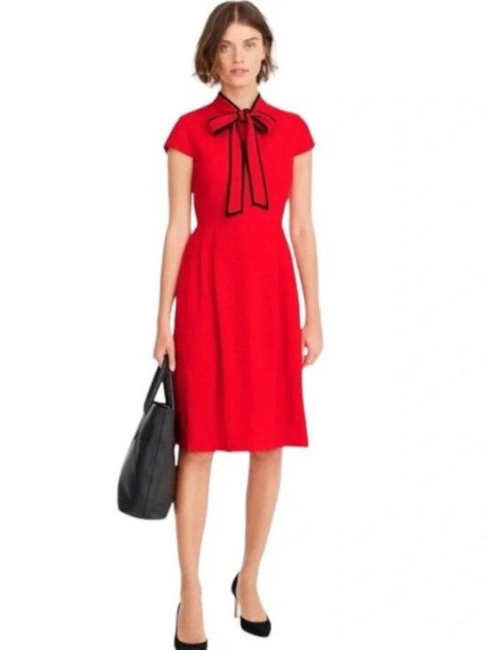 J. Crew Dresses & Skirts - J. Crew Bow Tie Neck Professional Corpcore Crepe Midi Dress Wrinkle Resistant 10
